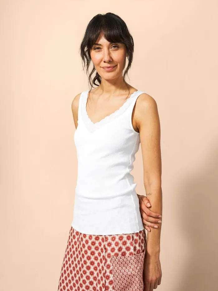 Women TOPS and TEES White Stuff SEABREEZE V NECK VEST Brilliant White