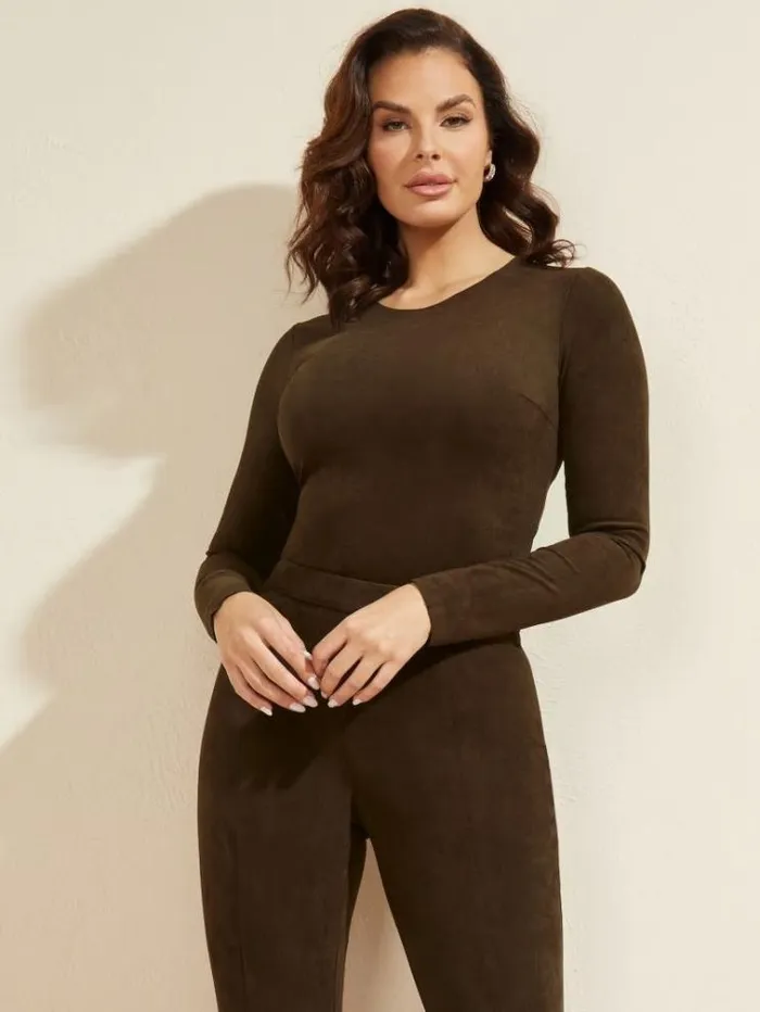 Women Tops And Sweaters Marciano Leonie Bodysuit Burnt Wood Multi