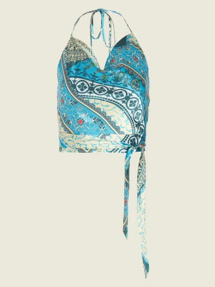 Women Tops And Sweaters Marciano Tamara Top Mykanos Blue Combo Women Tops And Sweaters Marciano Tamara Top Mykanos Blue Combo