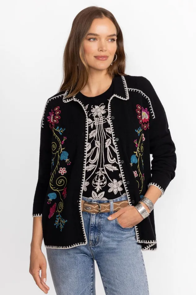 Women Tops Johnny Was 34 SLEEVE CREW NECK TEE Black Women Tops Johnny Was 34 SLEEVE CREW NECK TEE Black