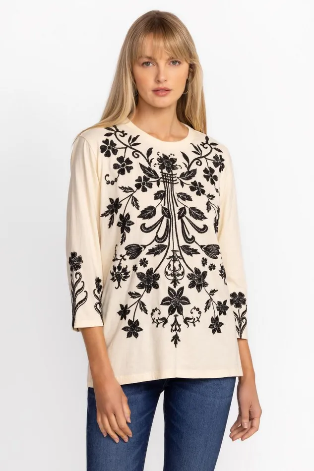 Women Tops Johnny Was 34 SLEEVE CREW NECK TEE Brie