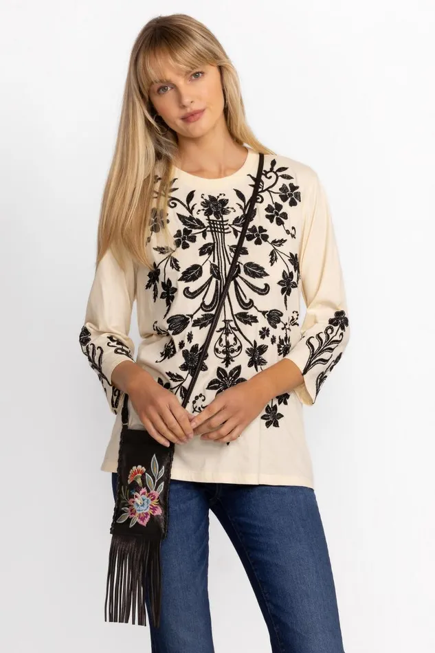Women Tops Johnny Was 34 SLEEVE CREW NECK TEE Brie Women Tops Johnny Was 34 SLEEVE CREW NECK TEE Brie