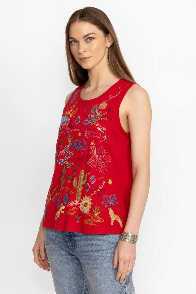 Women Tops Johnny Was ARIZONA KNIT TANK Racer Red