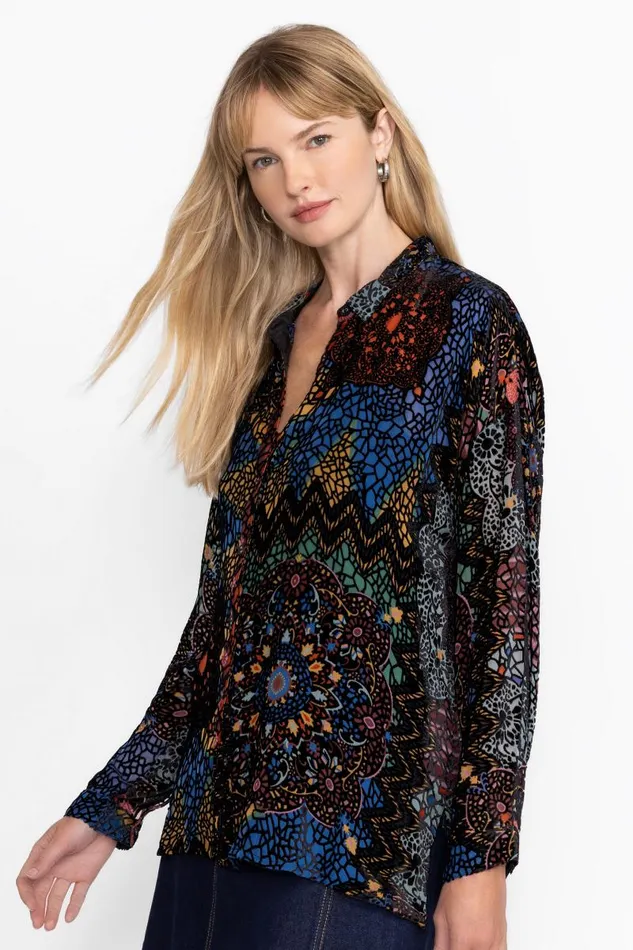 Women Tops Johnny Was AUDREY OVERSIZED BURNOUT SHIRT Nava Burnout