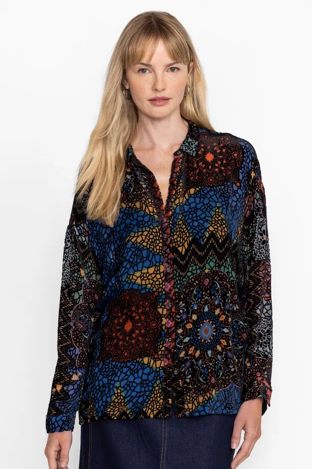 Women Tops Johnny Was AUDREY OVERSIZED BURNOUT SHIRT Nava Burnout Women Tops Johnny Was AUDREY OVERSIZED BURNOUT SHIRT Nava Burnout