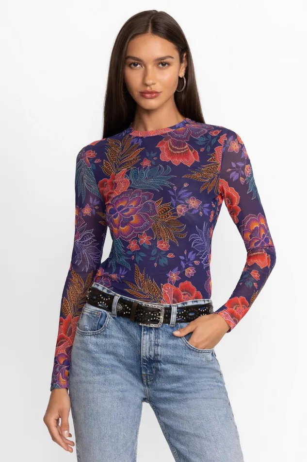 Women Tops Johnny Was NATALIE LONG SLEEVE MESH TEE Etta S Garden