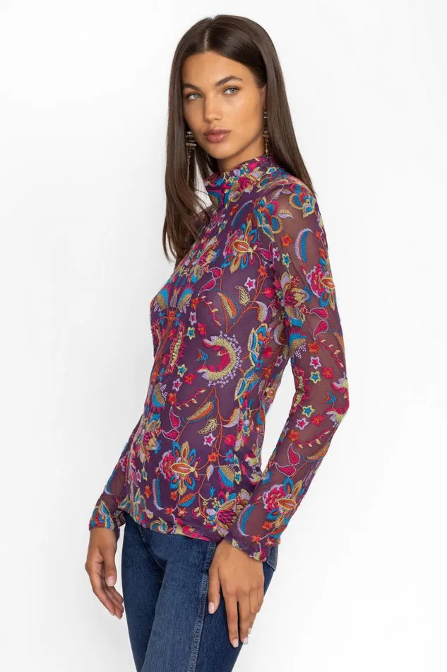 Women Tops Johnny Was REBECCA MESH MOCK NECK LONG SLEEVE TEE Ethel Women Tops Johnny Was REBECCA MESH MOCK NECK LONG SLEEVE TEE Ethel