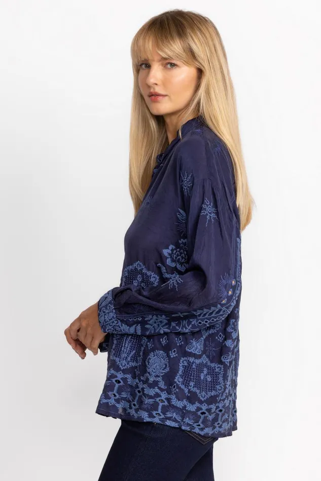 Women Tops Johnny Was SLIM AUDREY BUTTON DOWN Navy Women Tops Johnny Was SLIM AUDREY BUTTON DOWN Navy