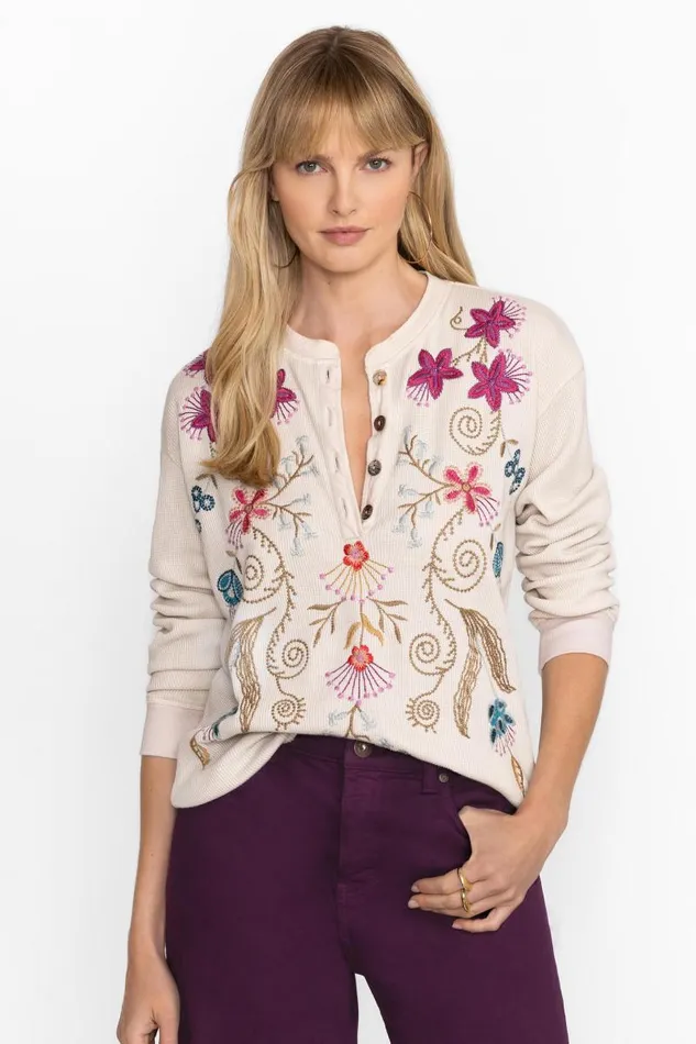 Women Tops Johnny Was THERMAL HENLEY Shell