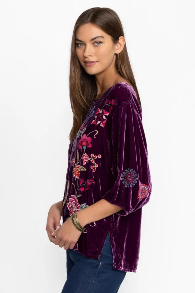 Women Tops Johnny Was VELVET BOATNECK BLOUSE Sugar Plum Women Tops Johnny Was VELVET BOATNECK BLOUSE Sugar Plum