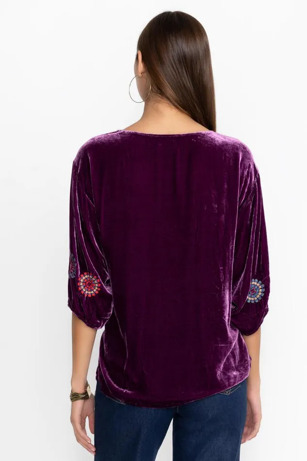 Women Tops Johnny Was VELVET BOATNECK BLOUSE Sugar Plum Women Tops Johnny Was VELVET BOATNECK BLOUSE Sugar Plum