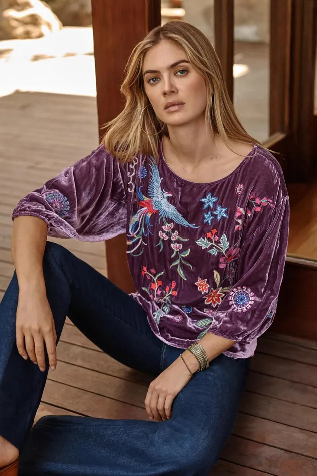 Women Tops Johnny Was VELVET BOATNECK BLOUSE Sugar Plum Women Tops Johnny Was VELVET BOATNECK BLOUSE Sugar Plum
