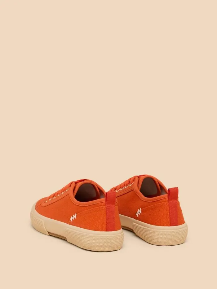 Women TRAINERS White Stuff Pippa Canvas Lace Up Trainer Bright Orange Women TRAINERS White Stuff Pippa Canvas Lace Up Trainer Bright Orange