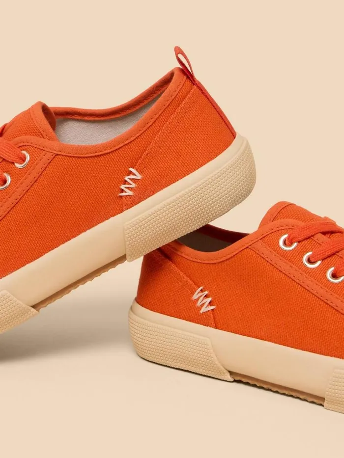 Women TRAINERS White Stuff Pippa Canvas Lace Up Trainer Bright Orange Women TRAINERS White Stuff Pippa Canvas Lace Up Trainer Bright Orange
