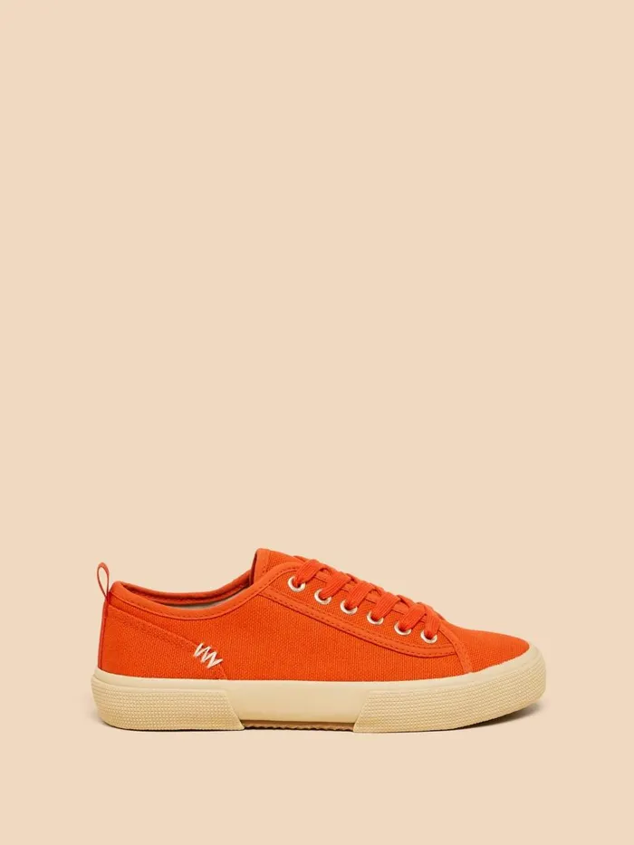 Women TRAINERS White Stuff Pippa Canvas Lace Up Trainer Bright Orange Women TRAINERS White Stuff Pippa Canvas Lace Up Trainer Bright Orange
