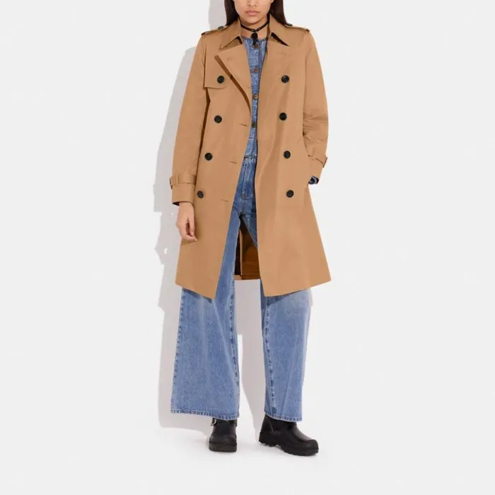 Women Trench Khaki Coach Jackets and Outerwear