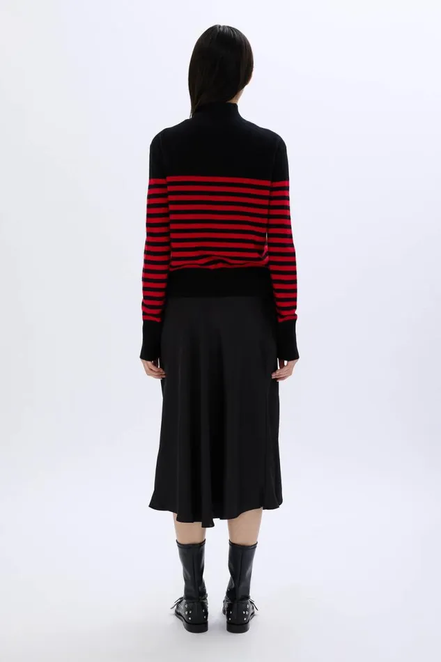 Women Turtleneck Woolen Sweater Blackred Multi Sonia Rykiel Sweaters