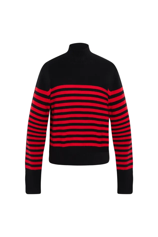 Women Turtleneck Woolen Sweater Blackred Multi Sonia Rykiel Sweaters