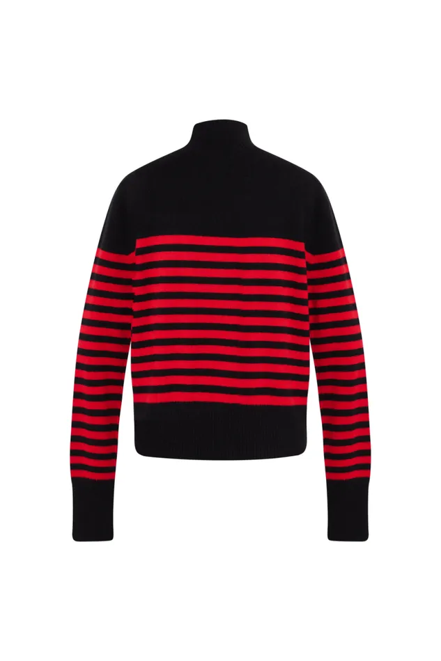 Women Turtleneck Woolen Sweater Blackred Multi Sonia Rykiel Sweaters