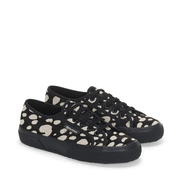 Women Woman 2750 DK DALMATIAN CALF HAIR Low Cut BLACKBEIGE Superga Low Cut