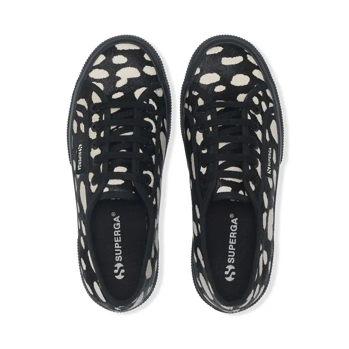 Women Woman 2750 DK DALMATIAN CALF HAIR Low Cut BLACKBEIGE Superga Low Cut