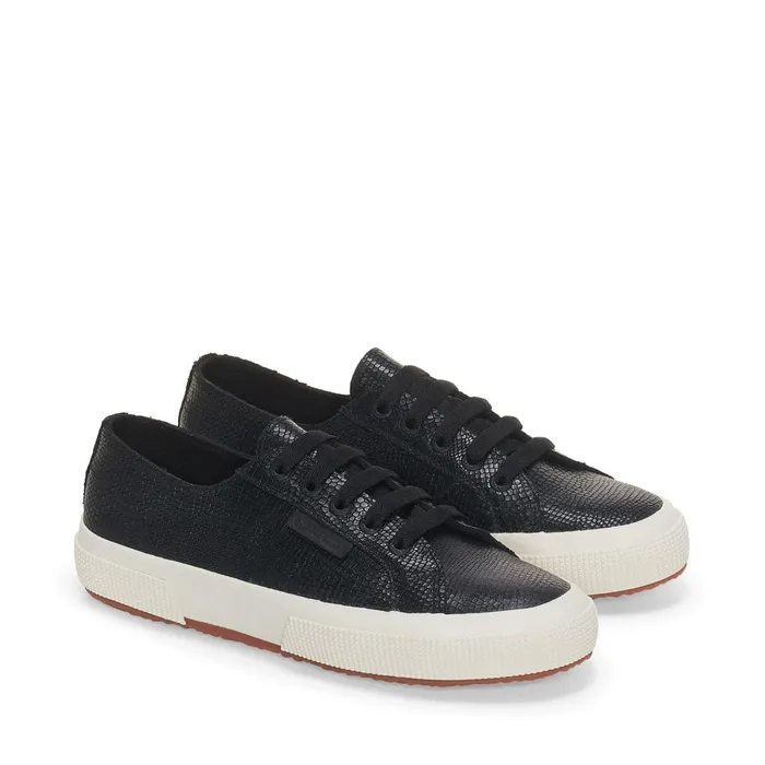 Women Woman 2750 SNAKE LEATHER Low Cut BLACKFAVORIO Superga Low Cut