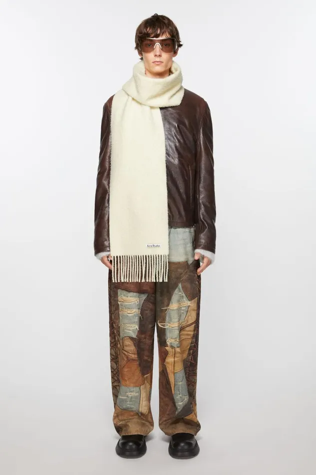 Women Wool Fringe Scarf Warm White Acne Studios Scarves
