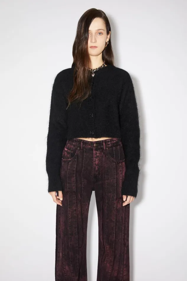 Women Wool Mohair Cardigan Black Acne Studios Knitwear