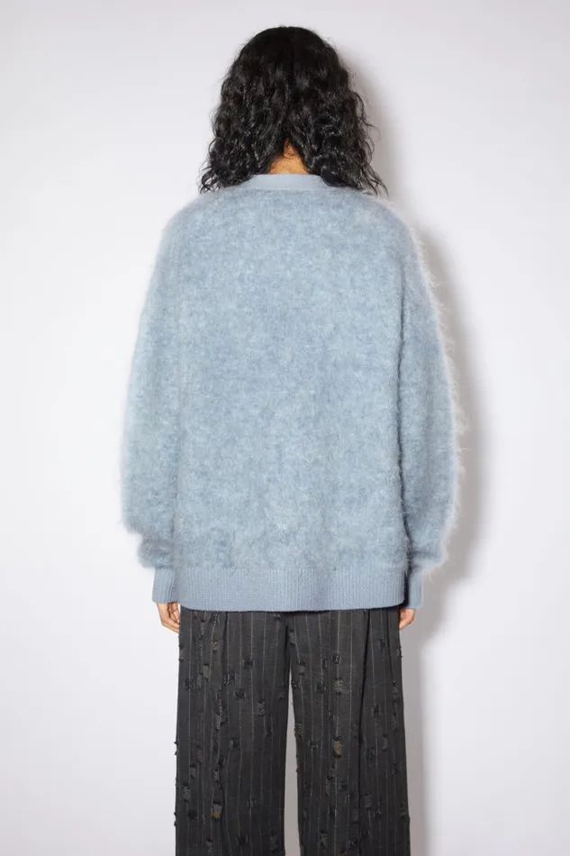 Women Wool Mohair Cardigan Denim Blue Acne Studios Knitwear