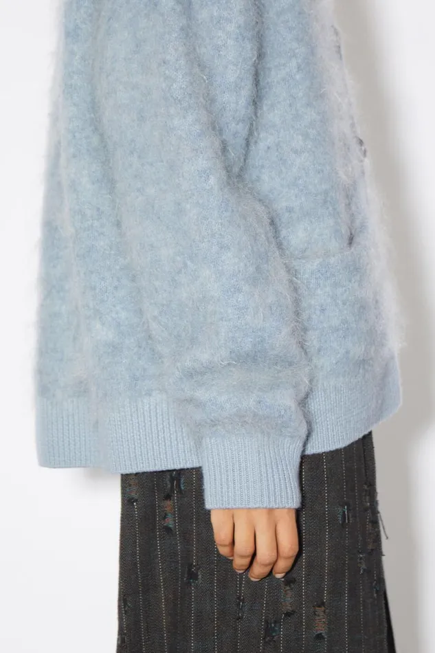Women Wool Mohair Cardigan Denim Blue Acne Studios Knitwear