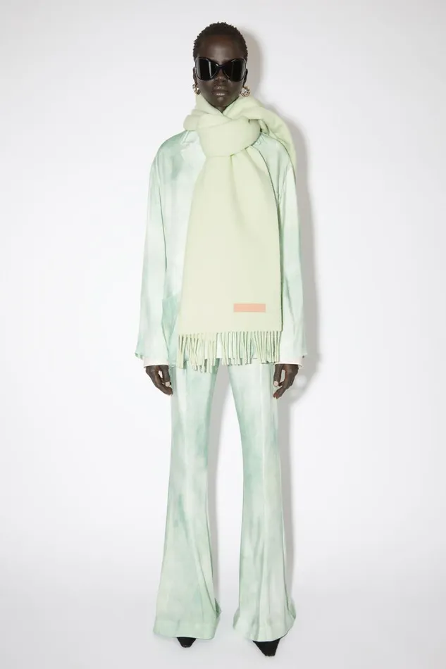 Women Wool Scarf Pink Label Pale Green Acne Studios Scarves