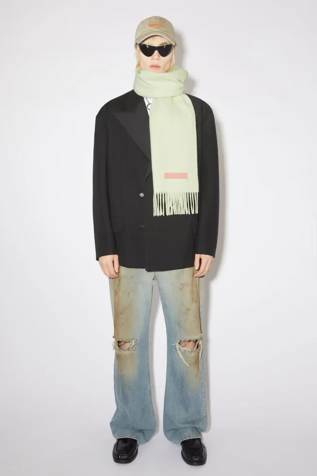 Women Wool Scarf Pink Label Pale Green Acne Studios Scarves