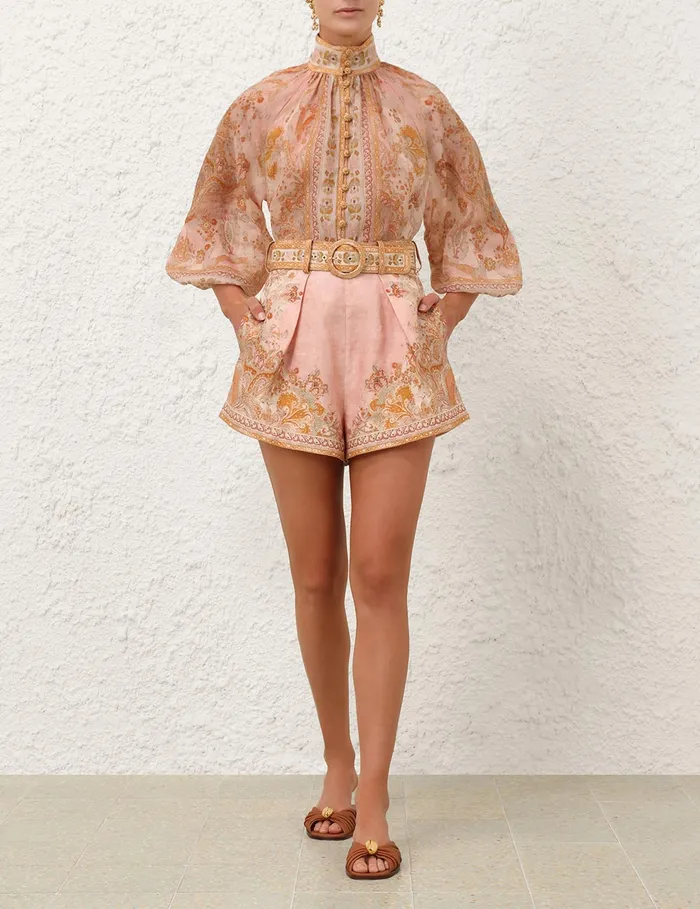Women Zimmermann Clothing Acacia Tuck Short Creampink Multi