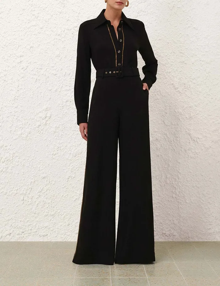Women Zimmermann Clothing Belted Chain Pant Black