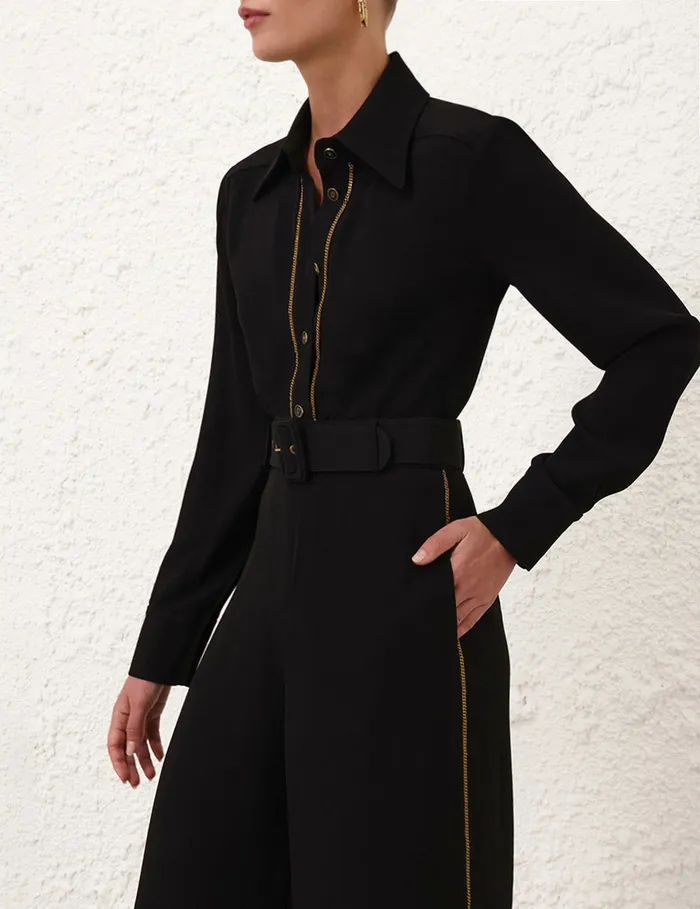 Women Zimmermann Clothing Belted Chain Pant Black