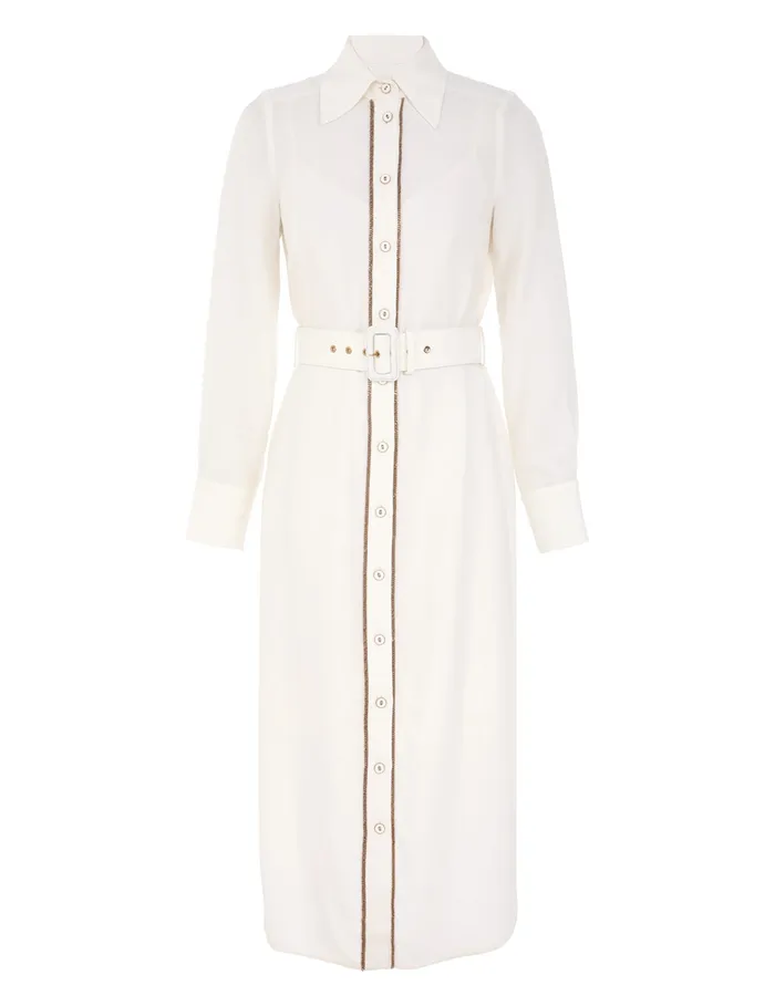 Women Zimmermann Clothing Chain Midi Dress Cream