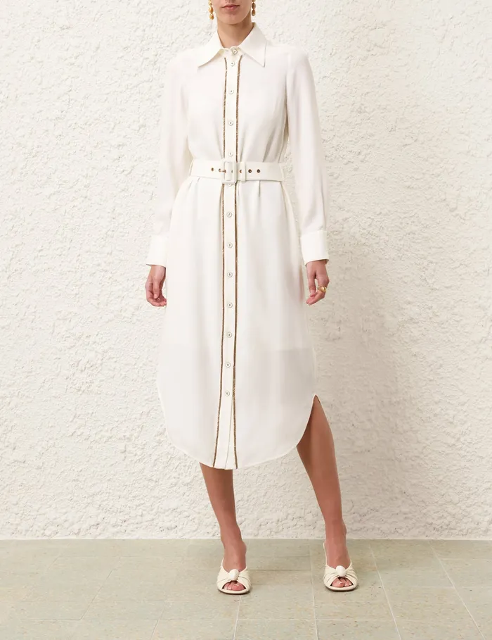 Women Zimmermann Clothing Chain Midi Dress Cream