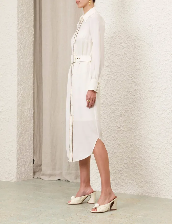 Women Zimmermann Clothing Chain Midi Dress Cream
