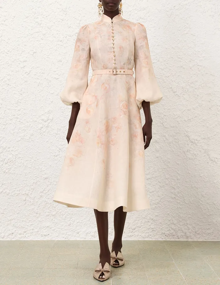 Women Zimmermann Clothing Crush Buttoned Midi Dress Ciara Floral