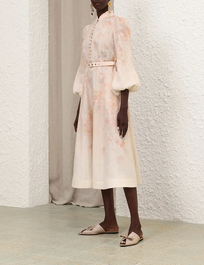 Women Zimmermann Clothing Crush Buttoned Midi Dress Ciara Floral