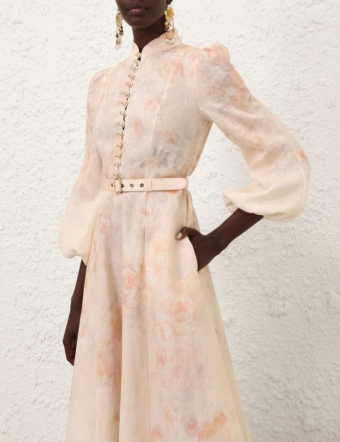 Women Zimmermann Clothing Crush Buttoned Midi Dress Ciara Floral