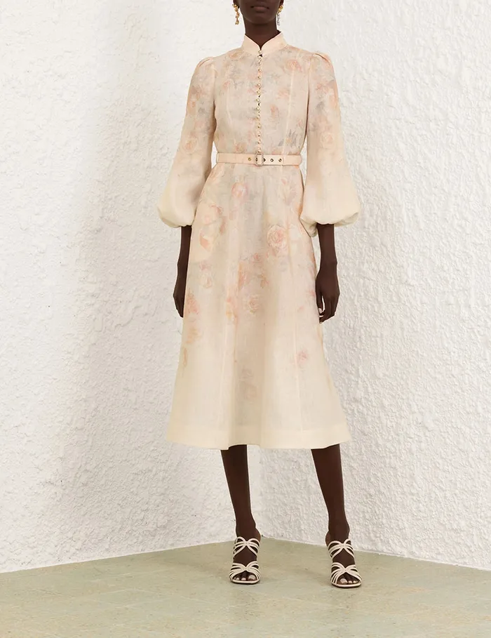 Women Zimmermann Clothing Crush Buttoned Midi Dress Ciara Floral