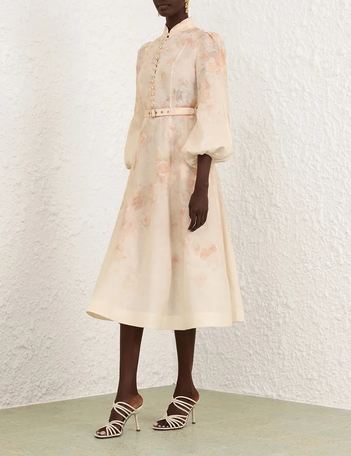Women Zimmermann Clothing Crush Buttoned Midi Dress Ciara Floral