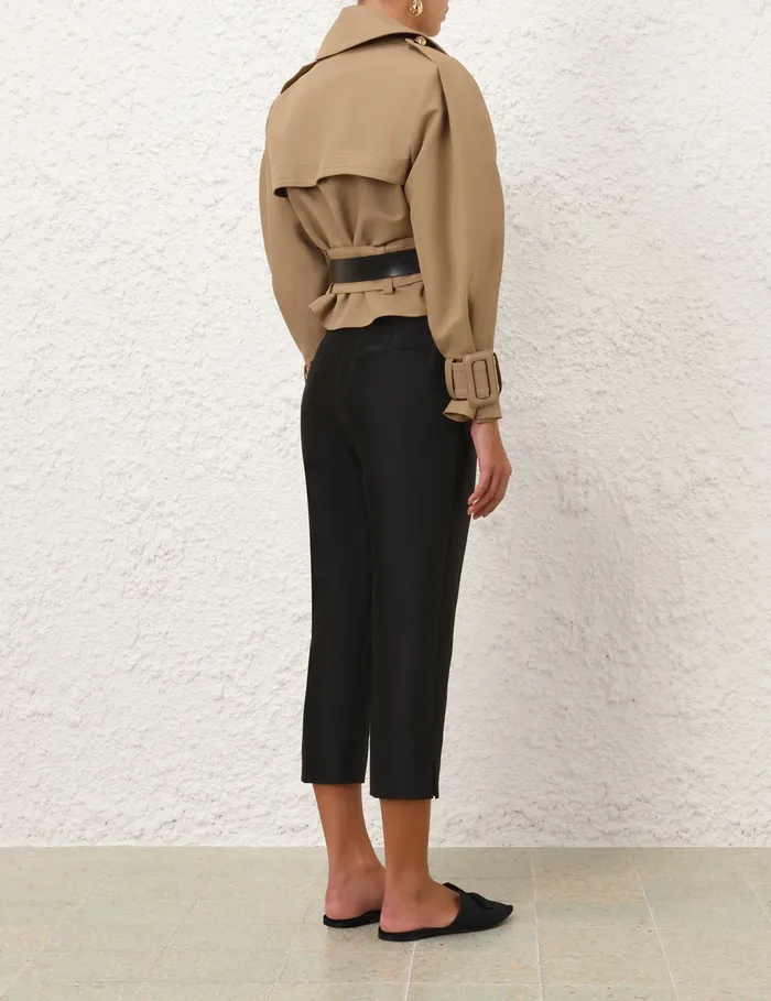 Women Zimmermann Clothing Crush Cropped Trench Coat Khaki