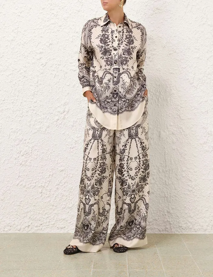 Women Zimmermann Clothing Crush Draw Waist Pant Ivory Locket