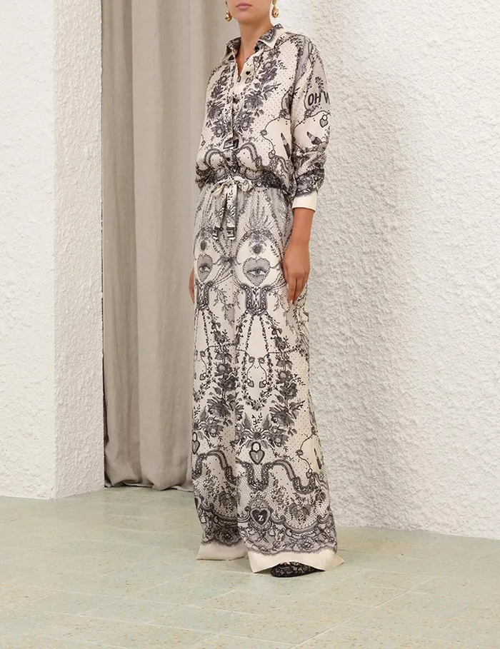Women Zimmermann Clothing Crush Draw Waist Pant Ivory Locket