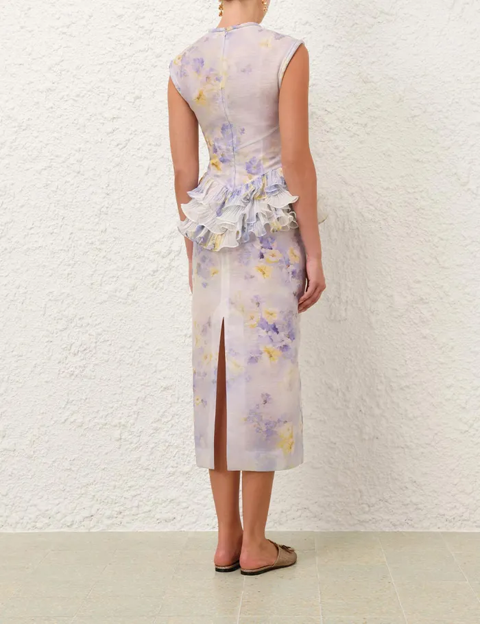 Women Zimmermann Clothing Crush Frill Midi Dress Lilac Floral