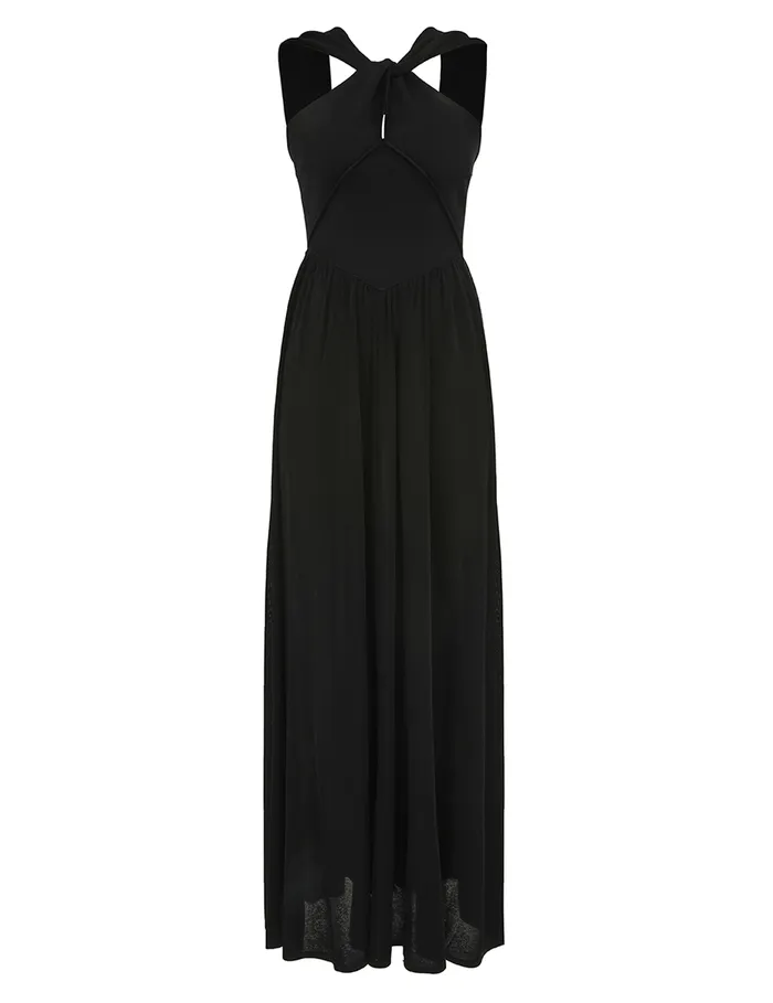 Women Zimmermann Clothing Crush Halter Neck Midi Dress Black