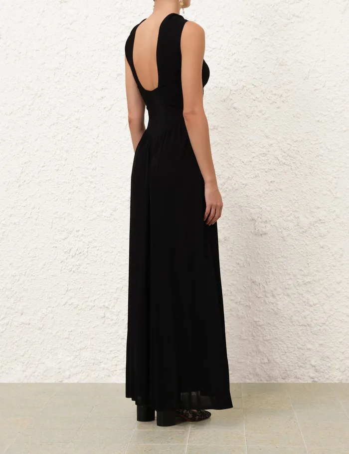 Women Zimmermann Clothing Crush Halter Neck Midi Dress Black
