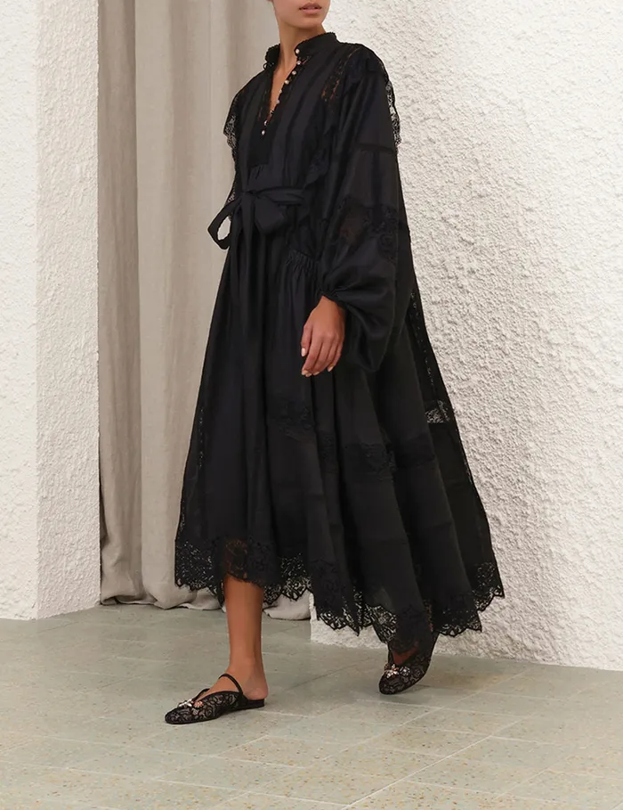 Women Zimmermann Clothing Crush Lace Billow Dress Black